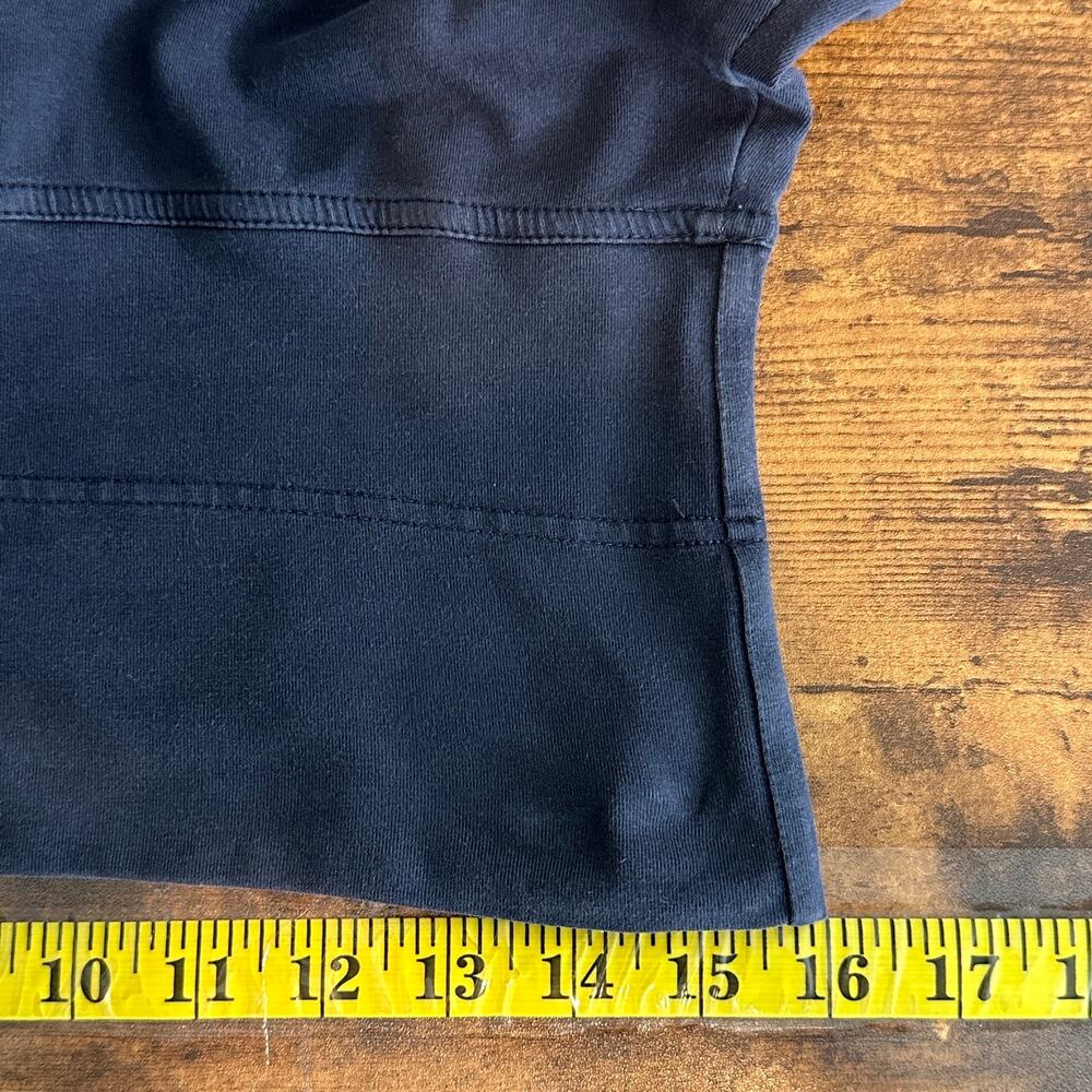 Loft Cotton Tiered Skirt High Waist Stretch Ruched Navy Blue Sz Medium Coastal - Picture 3 of 9